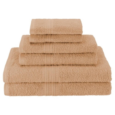 Superior Eco-Friendly 100 Percent Ringspun Cotton Towel Set - Camel, 6 Pieces EF-6 PC SET CM